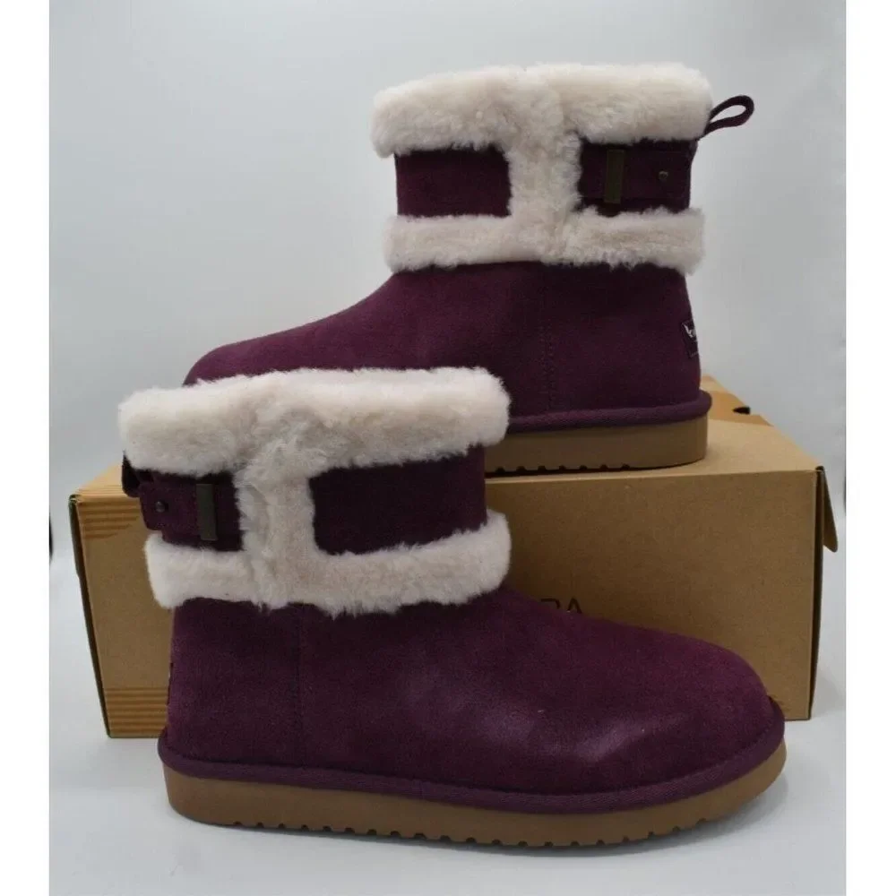 Koolaburra Womens Size 7 Barlee Plum Purple Suede Mini Boots Booties‎ Shoes